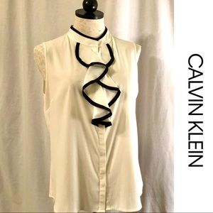 CK Sleeveless White w/ Ruffle Detail